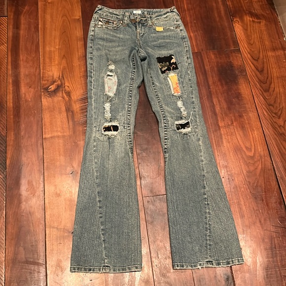 Cache patchwork, slightly flared jeans - Picture 1 of 4